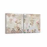 Olla 12754K2Y Çocuk Odası Görseli 2'li Yatay Kanvas Tablo (Ölçü: 65X30)