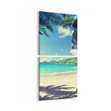 Olla 16444K2D Kumsal / Sahil Görseli Kare 2'li Dikey Kanvas Tablo (Ölçü: 30X65)