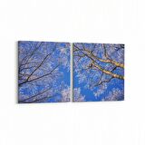 Olla 11014K2Y Ağaç Görseli Kare 2'li Yatay Kanvas Tablo (Ölçü: 65X30)