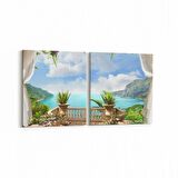 Olla 14157K2Y Doğa / Manzara Görseli Kare 2'li Yatay Kanvas Tablo (Ölçü: 105X50)