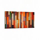 Olla 12047K2Y Ahşap Desen Görseli Kare 2'li Yatay Kanvas Tablo (Ölçü: 125X60)