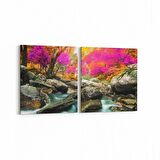 Olla 13943K2Y Doğa / Manzara Görseli Kare 2'li Yatay Kanvas Tablo (Ölçü: 65X30)