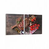 Olla 15284K2Y Gıda Görseli Kare 2'li Yatay Kanvas Tablo (Ölçü: 65X30)