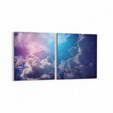Olla 14776K2Y Gece Gökyüzü Görseli Kare 2'li Yatay Kanvas Tablo (Ölçü: 145X70)