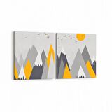 Olla 12708K2Y Çocuk Odası Görseli 2'li Yatay Kanvas Tablo (Ölçü: 105X50)