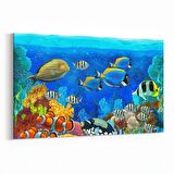 Olla 12087Y Akvaryum / Balık Görseli Yatay Kanvas Tablo (Ölçü: 150X100)
