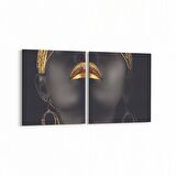 Olla 16825K2Y Model / Manken Görseli 2'li Yatay Kanvas Tablo (Ölçü: 145X70)