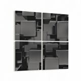 Olla 10058K4 Abstract 3 Boyut Görsel Kare 4'lü Kanvas Tablo (Ölçü: 105X105)