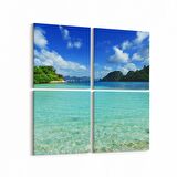 Olla 16594K4 Kumsal / Sahil Görseli Kare 4'lü Kanvas Tablo (Ölçü: 65X65)