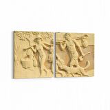 Olla 16249K2Y Heykel / Sanat Görseli Kare 2'li Yatay Kanvas Tablo (Ölçü: 105X50)