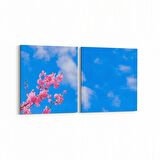 Olla 10576K2Y Ağaç Görseli Kare 2'li Yatay Kanvas Tablo (Ölçü: 145X70)