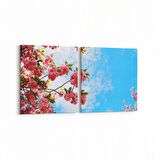 Olla 10468K2Y Ağaç Görseli Kare 2'li Yatay Kanvas Tablo (Ölçü: 125X60)