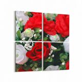 Olla 11554K4 Çiçek Görseli Kare 4'lü Kanvas Tablo (Ölçü: 125X125)