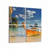 Olla 16590K4 Kumsal / Sahil Görseli Kare 4'lü Kanvas Tablo (Ölçü: 145X145)