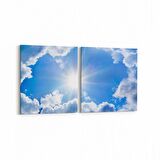Olla 15815K2Y Gökyüzü Bulut Görseli Kare 2'li Yatay Kanvas Tablo (Ölçü: 145X70)