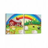 Olla 12761K2Y Çocuk Odası Görseli 2'li Yatay Kanvas Tablo (Ölçü: 85X40)