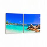 Olla 16517K2Y Kumsal / Sahil Görseli Kare 2'li Yatay Kanvas Tablo (Ölçü: 85X40)