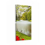 Olla 13806K2D Doğa / Manzara Görseli Kare 2'li Dikey Kanvas Tablo (Ölçü: 30X65)
