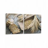 Olla 15130K2Y Gıda Görseli Kare 2'li Yatay Kanvas Tablo (Ölçü: 85X40)