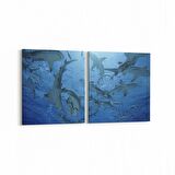 Olla 12936K2Y Deniz / Okyanus Görseli Kare 2'li Yatay Kanvas Tablo (Ölçü: 85X40)
