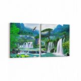 Olla 13541K2Y Doğa / Manzara Görseli Kare 2'li Yatay Kanvas Tablo (Ölçü: 125X60)