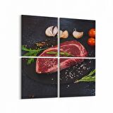 Olla 15080K4 Gıda Görseli Kare 4'lü Kanvas Tablo (Ölçü: 145X145)