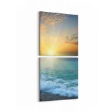 Olla 16130K2D Günbatımı Görseli Kare 2'li Dikey Kanvas Tablo (Ölçü: 30X65)