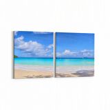 Olla 16469K2Y Kumsal / Sahil Görseli Kare 2'li Yatay Kanvas Tablo (Ölçü: 85X40)