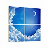 Olla 14837K4 Gece Gökyüzü Görseli Kare 4'lü Kanvas Tablo (Ölçü: 145X145)