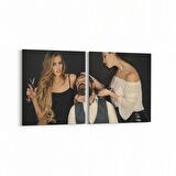 Olla 16303K2Y Kuaför / Berber Görseli Kare 2'li Yatay Kanvas Tablo (Ölçü: 125X60)