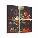 Olla 11766K4 Çiçek Görseli Kare 4'lü Kanvas Tablo (Ölçü: 145X145)