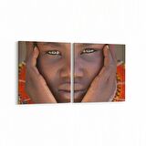 Olla 16855K2Y Model / Manken Görseli 2'li Yatay Kanvas Tablo (Ölçü: 65X30)