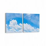 Olla 15763K2Y Gökyüzü Bulut Görseli Kare 2'li Yatay Kanvas Tablo (Ölçü: 125X60)