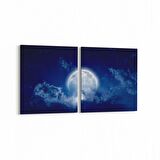 Olla 14663K2Y Gece Gökyüzü Görseli Kare 2'li Yatay Kanvas Tablo (Ölçü: 105X50)