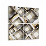 Olla 14961K4 Geometrik Desen Görseli Kare 4'lü Kanvas Tablo (Ölçü: 145X145)