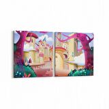 Olla 12783K2Y Çocuk Odası Görseli 2'li Yatay Kanvas Tablo (Ölçü: 145X70)