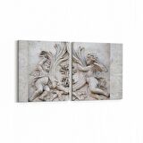 Olla 16284K2Y Heykel / Sanat Görseli Kare 2'li Yatay Kanvas Tablo (Ölçü: 125X60)