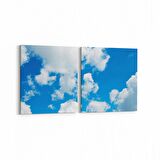 Olla 15653K2Y Gökyüzü Bulut Görseli Kare 2'li Yatay Kanvas Tablo (Ölçü: 145X70)