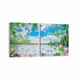 Olla 13526K2Y Doğa / Manzara Görseli Kare 2'li Yatay Kanvas Tablo (Ölçü: 145X70)