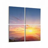 Olla 15911K4 Günbatımı Görseli Kare 4'lü Kanvas Tablo (Ölçü: 145X145)