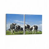 Olla 12663K2Y Hayvanlar Alemi Görseli Kare 2'li Yatay Kanvas Tablo (Ölçü: 85X40)