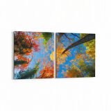 Olla 10512K2Y Ağaç Görseli Kare 2'li Yatay Kanvas Tablo (Ölçü: 125X60)