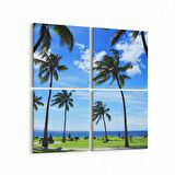 Olla 16384K4 Kumsal / Sahil Görseli Kare 4'lü Kanvas Tablo (Ölçü: 65X65)