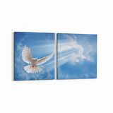 Olla 15561K2Y Gökyüzü Bulut Görseli Kare 2'li Yatay Kanvas Tablo (Ölçü: 125X60)