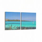 Olla 16423K2Y Kumsal / Sahil Görseli Kare 2'li Yatay Kanvas Tablo (Ölçü: 85X40)