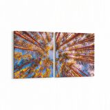 Olla 10869K2Y Ağaç Görseli Kare 2'li Yatay Kanvas Tablo (Ölçü: 145X70)