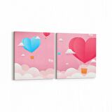 Olla 12741K2Y Çocuk Odası Görseli 2'li Yatay Kanvas Tablo (Ölçü: 85X40)