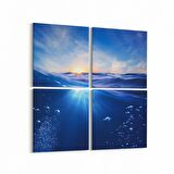 Olla 12867K4 Deniz / Okyanus Görseli Kare 4'lü Kanvas Tablo (Ölçü: 125X125)