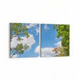 Olla 10772K2Y Ağaç Görseli Kare 2'li Yatay Kanvas Tablo (Ölçü: 85X40)