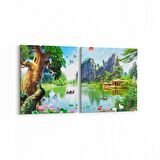 Olla 13602K2Y Doğa / Manzara Görseli Kare 2'li Yatay Kanvas Tablo (Ölçü: 125X60)